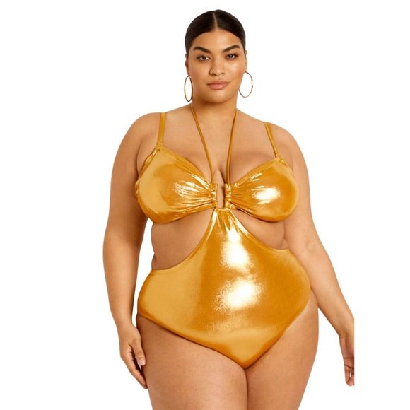 Eloquii Other - Gabi Fresh X Eloquii Gold U Detail Swimsuit With Cutouts Size 28